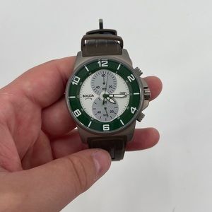 Men's Green and Silver Watch